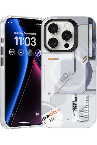 Apple Uyumlu iPhone 14 Pro Max Kılıf M-safe Şarj Özellikli Mekanik Benks Perspective Serisi Kapak Beyaz