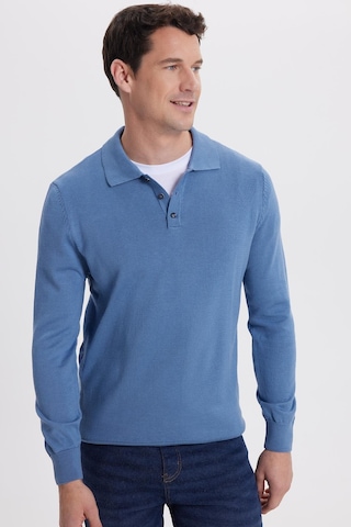 Tudors Erkek Standart Fit Normal Kesim Pamuklu Polo Yaka İndigo Kazak-41881 Indigo