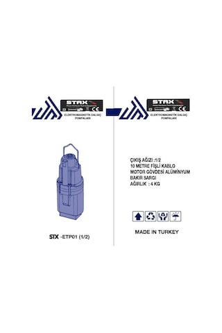 Staxx Pro Titreşimli Dalgıç Su Pompası Dalgıç Motoru 1 2'' 35Mt