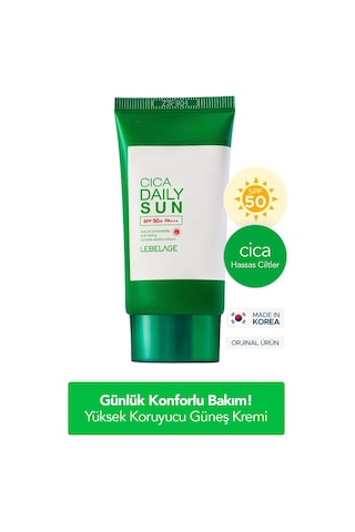 Lebelage Günlük Hassas ve Konforlu Kore Güneş Kremi Lebelage Cica Daily Sun SPF50+ PA+++ 30ml