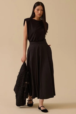 Kadın Cepli Kloş Etek - Siyah Siyah