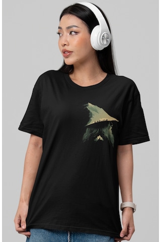 Yüzüklerin Efendisi Gandalf Sırt Baskılı Unisex Oversize Tişört Siyah