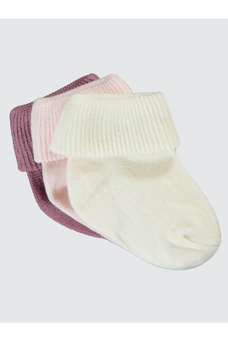 Civil Baby Kız Bebek 3'lü Çorap Set 0-24 Ay Pudra Pudra