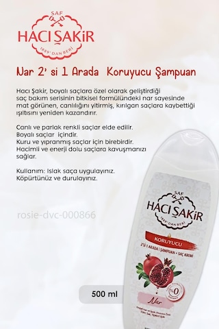 Hacı Şakir Nar 2si 1 Arada Şampuan 500 Ml, Limonlu Şampuan 500 Ml Ve Rosıe