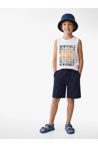 Koton Baskılı Beyaz Erkek Çocuk Kolsuz T-shirt 6skb30009tk