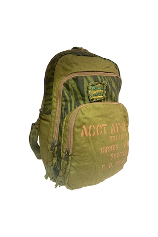 Old Cotton Cargo Kaliteli Renkli Vintage Disayn Sırt Gezi Okul Seyahat Çantası 30 Cm X 42 Cm Haki Yeşil