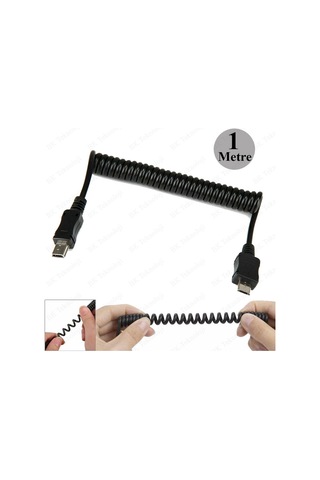 Spiral Micro Usb Erkek To Mini Usb Erkek Kablo - 1Metre