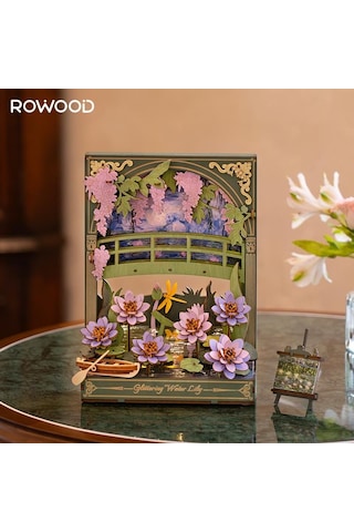 Rowood Th001 Nilüfer Çiçeği Glittering Water Lily Dıy Minyatür Maket Model Seti Ahşap 3d Wooden Puzzle 3d Model Kit Detaylı Dekoratif Hobi Seti Ahşap Maket