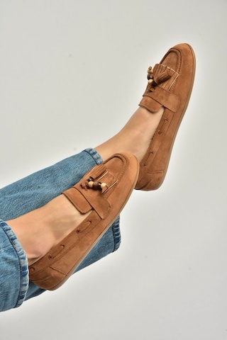 Fox Shoes Y602347002 Taba Süet Püsküllü Kadın Günlük Ayakkabı Taba