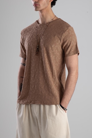 Cocopelli Jakarlı Kahve O Rme T-shirt Coc2145 Beyaz