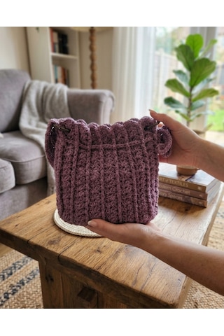 Alpinkutu El Örgüsü Kadın Çanta Pembe Mürdüm