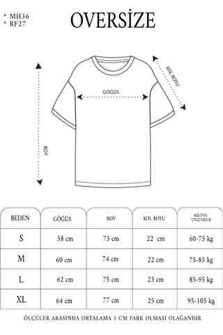 Modi Unisex Bisiklet Yaka Baskılı Double Oversize T-shirt - Siyah Açık Lacivert - Gri - Siyah