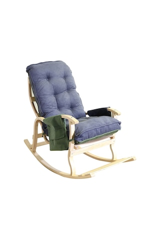 Enda Home Mosso Çift Minderli Ahşap Sallanan Sandalye Tv Baba Koltuğu Dinlenme Koltuğu Yeşil - Füme