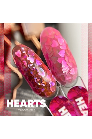 Nail Art Tasarım Jel Galaxy Hearts 5 Gr Pembe Işıltılı Nail Art Jeli Kırmızı