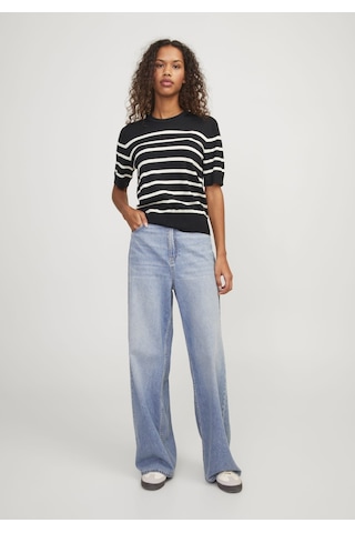 Jack & Jones Kadin Çizgili Örme Kazak - Layla 12254368 Black Bej