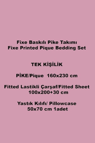 Alessa Mavi Tek Kişilik Pike Takımı %100 Pamuk, Lastikli Çarşaflı Mavi