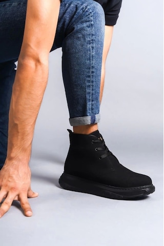 Slw204 Franca Bağcıklı Süet Erkek Spor Bot St Siyah Siyah