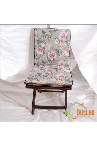 40x80 Çiçek Desenli Saten Fermuarlı Bağcıklı Biyeli Sırtlı Sandalye Minderi 3 Cm Mint Yeşil Çok Renkli