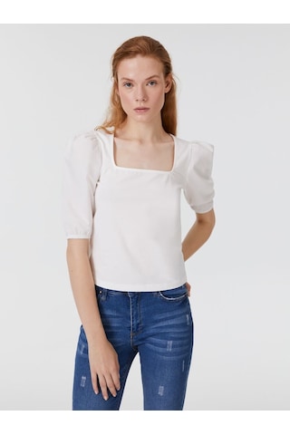 LOFT Slim Fit Kadın Tshirt K.kol Lf2031906 Q1.v1 Beyaz
