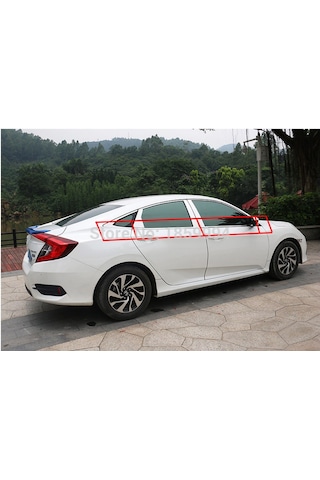Honda Civic Fc5 8 Parça Krom Cam Çıtası 2016 - 2021 Mükemmel Mlz.