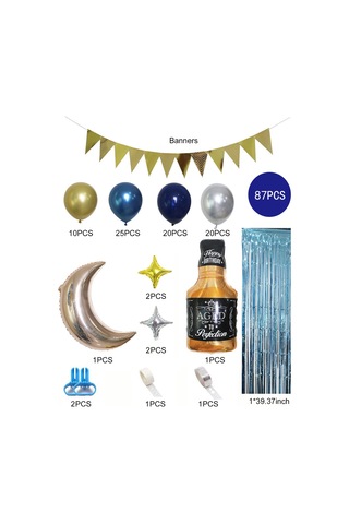 Suofeng 87 Parça Viski Balon Dekor Seti - Parti Süsleme İçin Renkli Ve Dayanıklı Balon Zinciri Çok Renkli