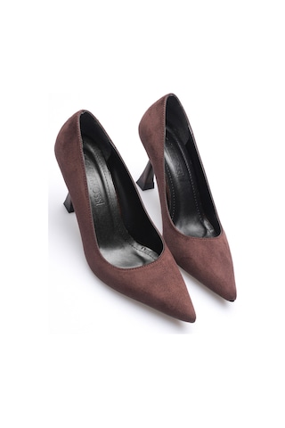 Esatsani Kahve Süet Sivri Burun Trax Stiletto 9 Cm Topuk Kadın Ayakkabı Kahverengi Süet