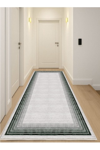 Yeşil Gri Dijital Baskı Salon Halısı Kaymaz Tabanlı Yıkanabilir Halı Yolluk 528 Yeşil