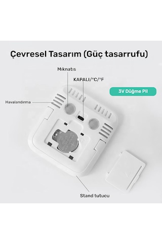 Tr İç Mekan Dijital Isı Ve Nem Ölçer Beyaz Termometre Wvt17 Thermometer