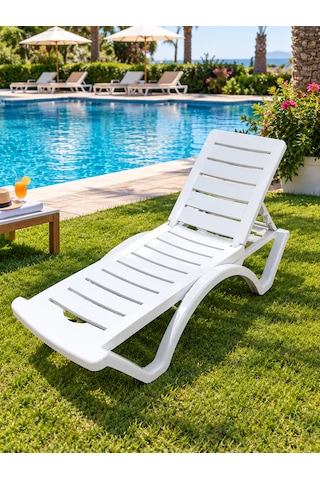Holiday Capizzi Hz-140 3 Adet Beyaz Plastik Şezlong
