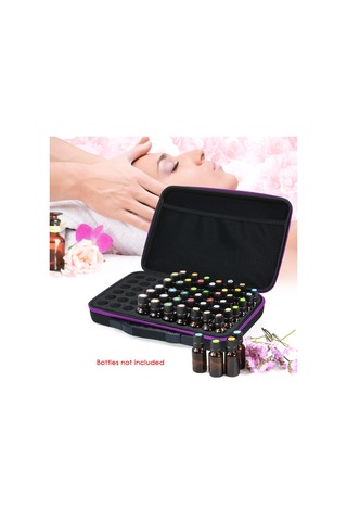 Mufunye Eva Materyal Korumalı Zıpkılı 60 Bölmeli 10ml Yağ Flaşlı Depolama Kutusu Mor - Taşınabilir Aksesuar Cepli Dayanıklı Kasa Diğer