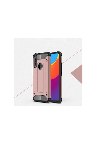 Noktaks - Huawei Uyumlu Huawei Y9 Prime 2019 / Y9 2019 - Kılıf Çift Katman Zırh Tank Crash Military Kapak - Rose Gold