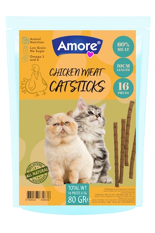 Amore Chicken Meat Tavuk Etli Kedi Ödül Çubuğu 16'lı 80 G