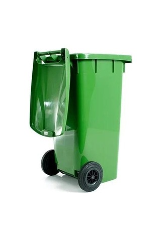 Omnipazar Sy-6505 Tekerlekli Kapaklı Plastik Çöp Konteyneri 120 Lt Yeşil