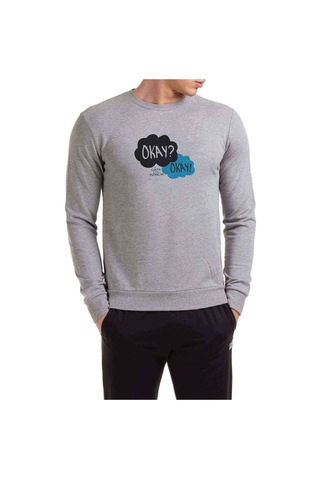 The Fault In Our Stars Baskılı Gri Erkek Örme Sweatshirt