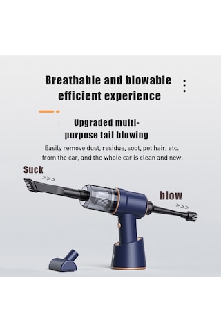 CBTxGlobal Küçük Kablosuz Şarjlı Araç Süpürgesi El Tipi Yüksek Güçlü Elektrikli Süpürge 117cg-mavi