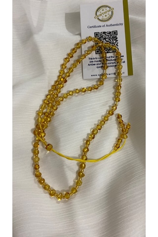 Sertifikalı Damla Kehribar Yetişkin Kolye Altın Sarısı