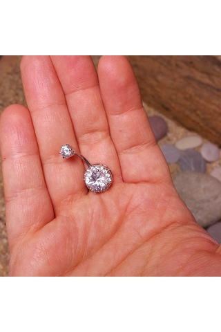 Chavin Çift Taşlı Komple Taşlı Büyük Boy Göbek Piercing Da61