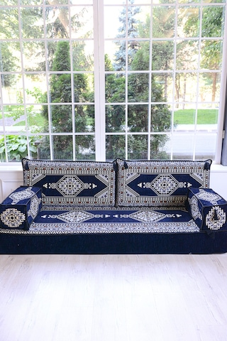 Şark Köşesi Takımı 20 Cm Minder Kalınlığı Lacivert Yahyalı Modeli 5 Parça