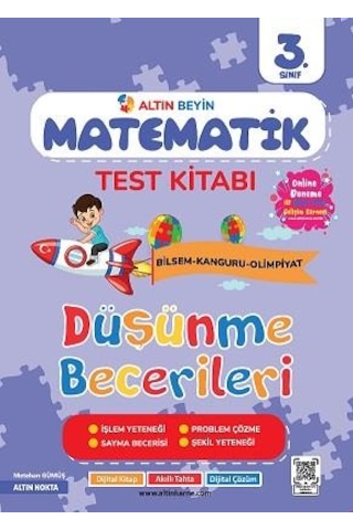 Altın Nokta Yayınları 3. Sınıf Altın Beyin Dikkat Ve Zeka Kitabı İle Matematik Test Kitabı Seti 2 Kitap