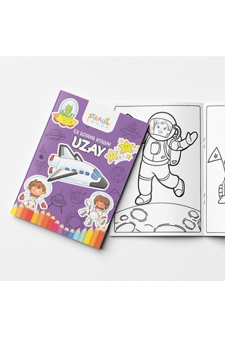 İlk Boyama Kitabım - Eğlenceli Boyama Seti 2 - Uzay / Dinozorlar / Taşıtlar / Eşyalar