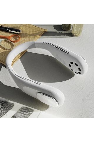 Mini Bladeless Fan 4000ma Usb Şarj Edilebilir Açık Spor Boyun Ev Gym Için Sessiz Taşınabilir Hava Soğutucu Fanlar Rqpıxl Beyaz