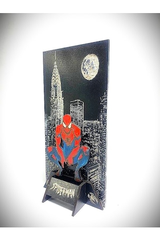 Dükkan Design Lazer Kazıma El Boyama Örümcek Adam Ahşap Biblo Demonte