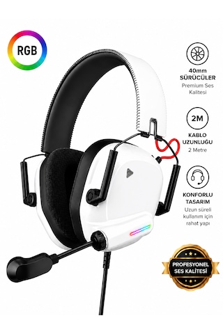 Rgb Işıklı Oyuncu Kulaklığı Sanal 7.1 Çevresel Ses Gürültü Önleyici Kulak Üstü Headset