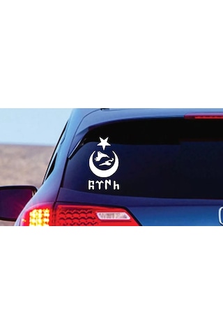 Kurt Ay Yıldız Ve Göktürkçe Türk Yazısı Sticker - Araba Oto Motosiklet Karavan Sticker - 00672 30x17 Cm