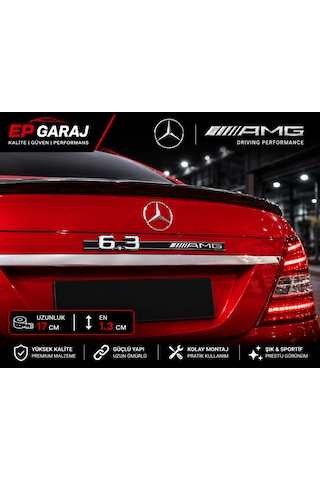 Mercedes 6.3 Amg Bagaj Yazısı Arka Amblem Metal Krom Tasarım