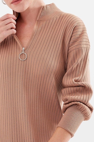 Gabria Fitilli Triko Elbise Camel