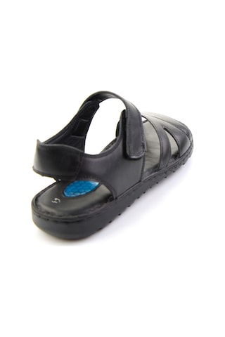 Siyah Hakiki Deri Erkek Sandalet E05437184903