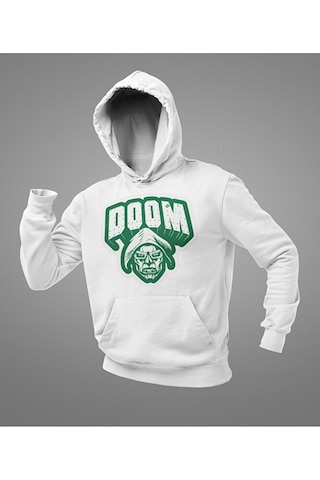 Sevbano Doctor Doom Marvel Karakter Baskılı Unisex Oversize Hoodie Beyaz