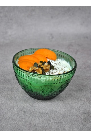 1 Adet Zümrüt Yeşili Cam Bowl Kase Çorba Sunum Kahvaltılık Yulaf