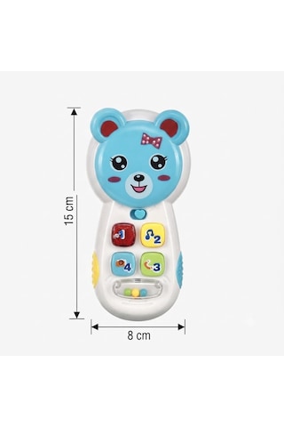Tıfıl Toys Eğitici Aynalı Müzikli Telefon - Işıklı Sevimli Ayıcık Figürlü Bebek Gelişim Oyuncağı Mavi